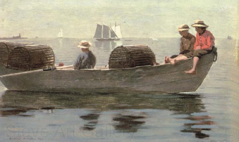 Winslow Homer three boys in a dory Norge oil painting art